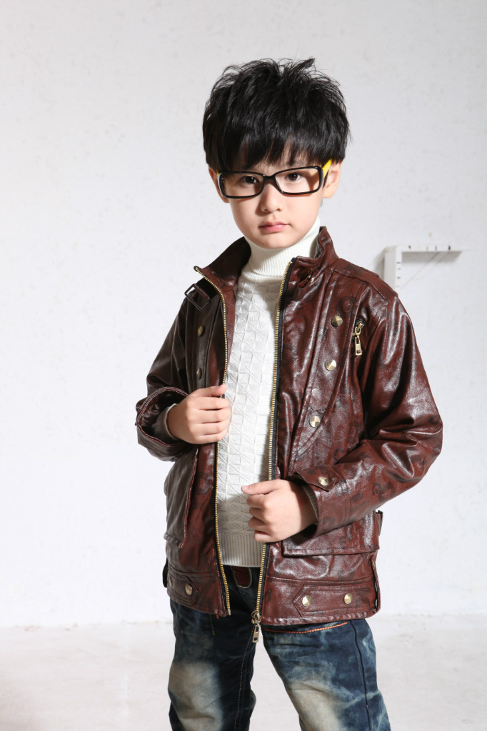 冬季新款男童皮夹克 潮酷时尚儿童韩版皮衣/皮外套批发11012