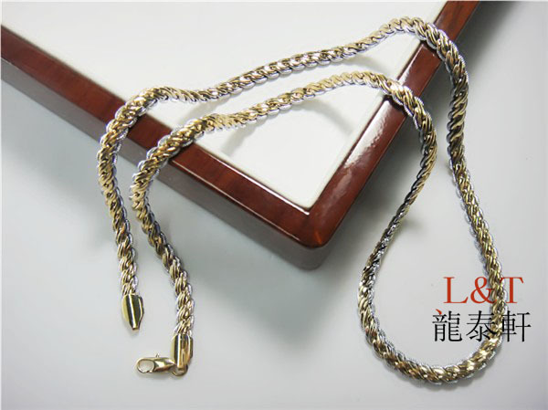 【龙泰轩】批发兼零售 久不掉色 韩版镀彩金项链 男士 仿18k真金