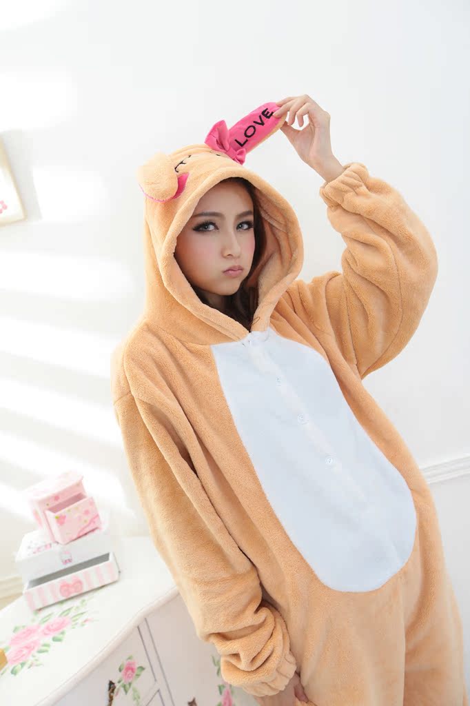 一件代发 爆款连体睡衣可爱卡通小兔子冬款珊瑚绒连体睡衣 黄色