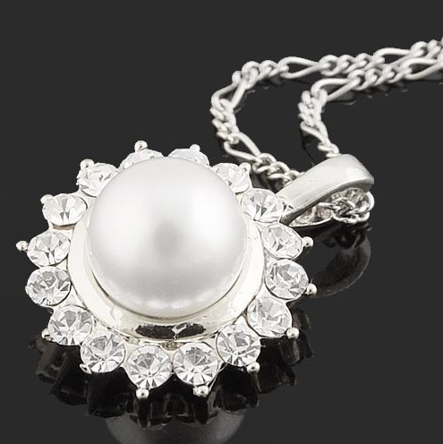 新光饰品-银色珍珠花心项链-套链xgb6223