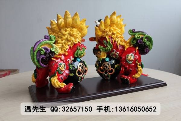 供应 台湾交趾陶摆件 金门风狮爷(对装)