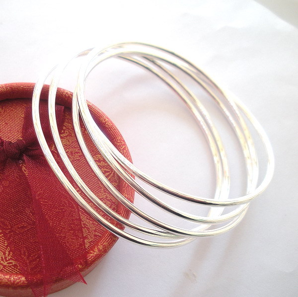 纯银s990 韩版时尚手圈 简约 连环五圈手环 经典 独特 自然