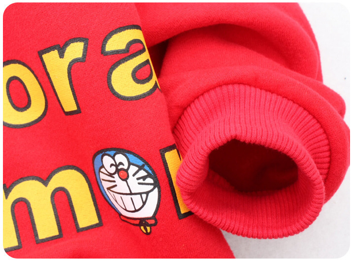 中大童 叮当猫连帽 抓绒 长袖帽衫 红色 no.p_qc9180c 38.00,37.