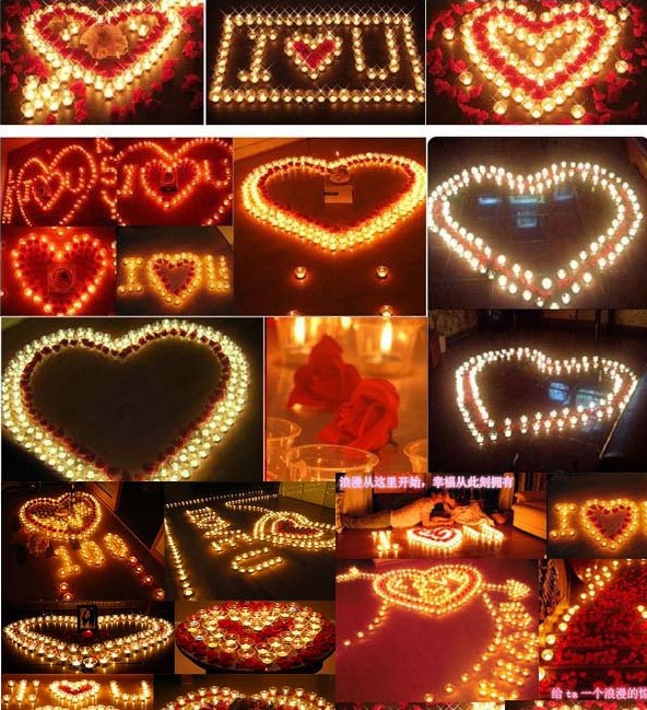 您还可以用数个蜡烛摆出各种各样的图案和字体,让您的生活增添乐趣