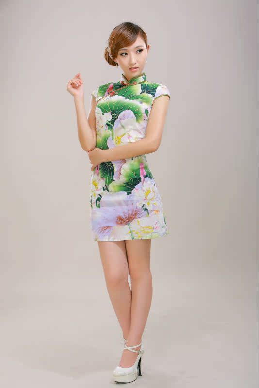 Sale Chinese Women Girl Mini Cheongsam Evening Dress/Qi  