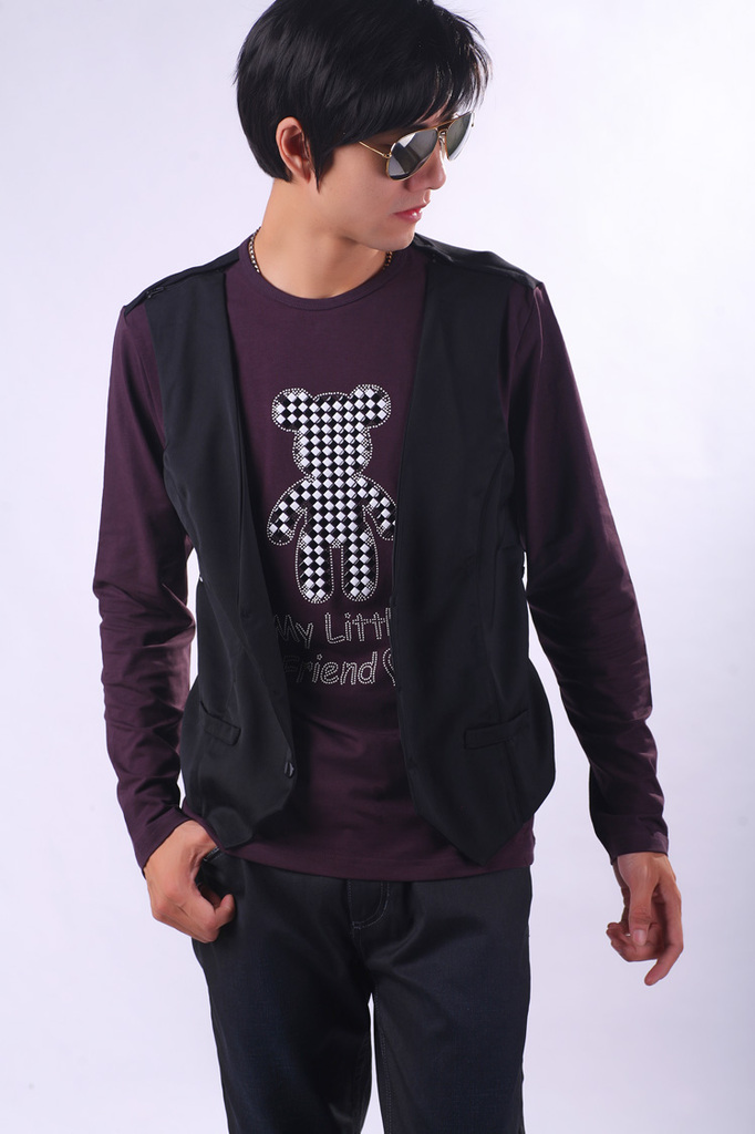 【品牌】供应波特邦威假两件男装休闲毛衣 时尚帅气秋装 31655