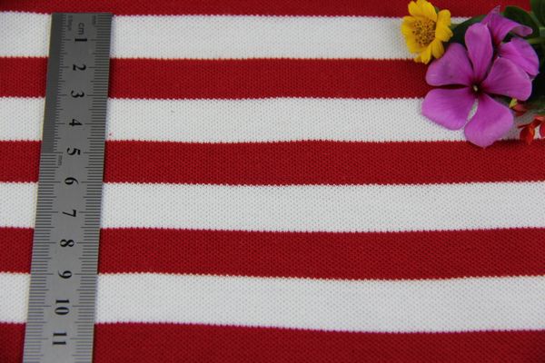 现货140纯棉珠地拉架红白间2cm180g