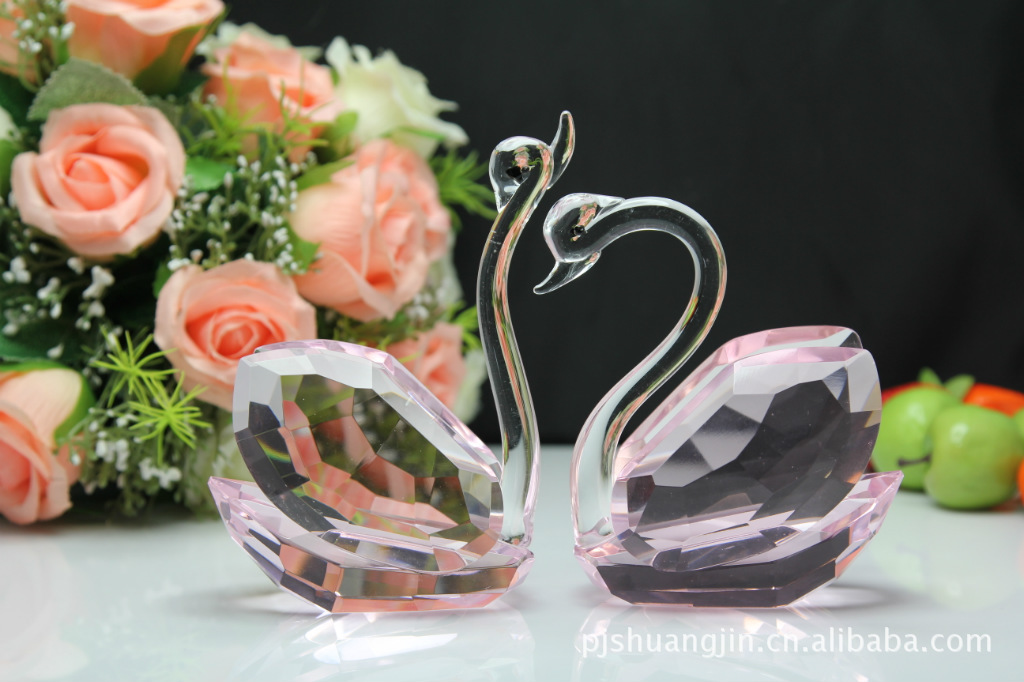 水晶天鹅 结婚礼品 水晶动物 生日礼物 结婚礼物 水晶礼品