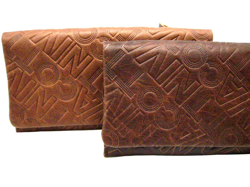 女钱包 真皮长款钱包 牛皮钱夹 皮夹 女士钱包 真皮压花字母钱包