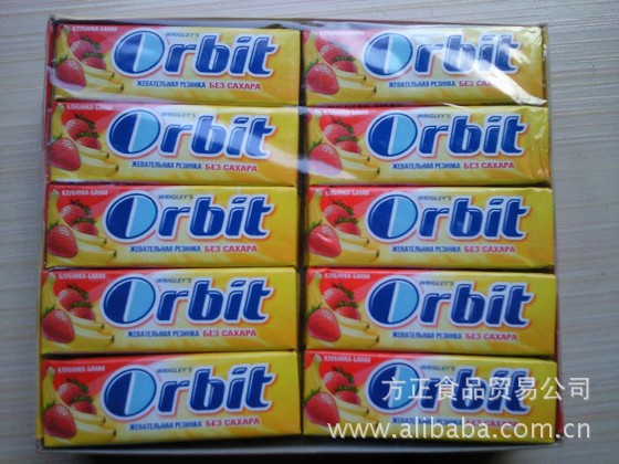 orbit口香糖orbitgum10粒一条30条一盒香蕉草莓口味德国制造