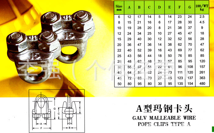 【临沂特固】专业生产加工钢丝绳卡头 32型号 a型玛钢卡头