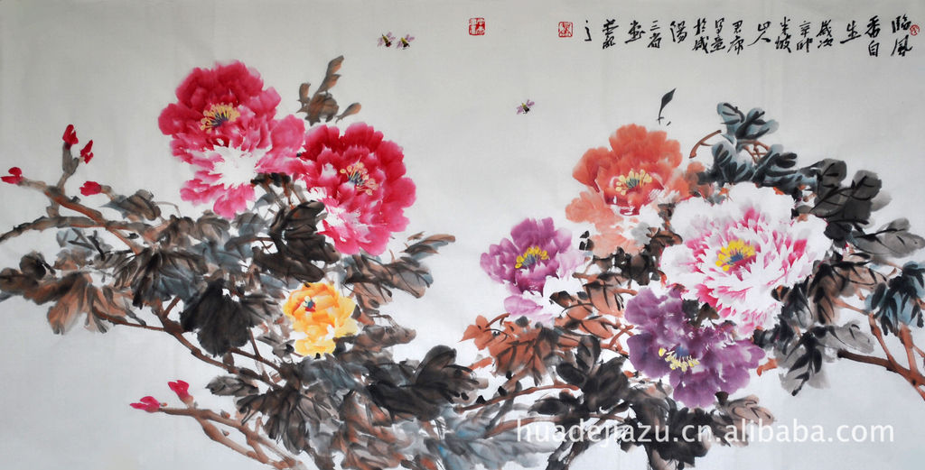 濮阳市酒店_宾馆_家居室内装饰写意花鸟国画牡丹】国画价格_厂家_图片
