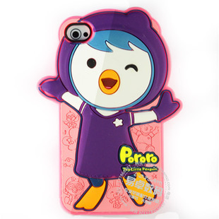 苹果新款 iphone4 4s手机壳 飞行员小企鹅软壳 硅胶保护外套