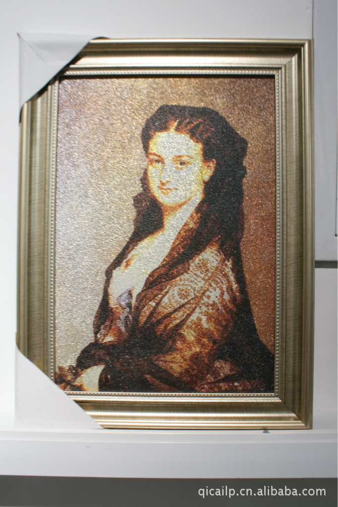 新型漆画"微笑"欧洲风格*麻金装饰画 家居装饰 旅游纪念品