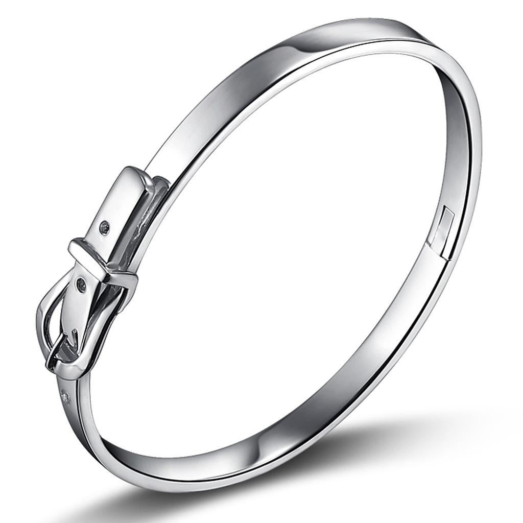 爱亚妮 银饰 s990纯银 皮带扣银手镯 纯银手镯 纯银饰品