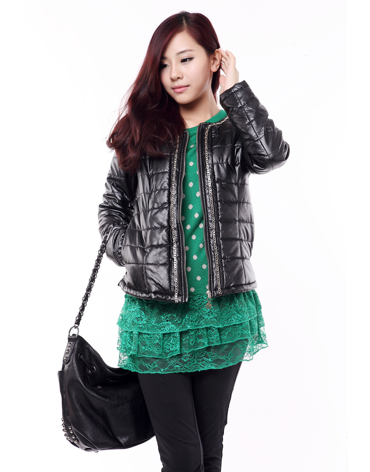 品牌专柜 独家货源 摩高正品 冬季女装时尚圆领棉外套 浅驼黑色