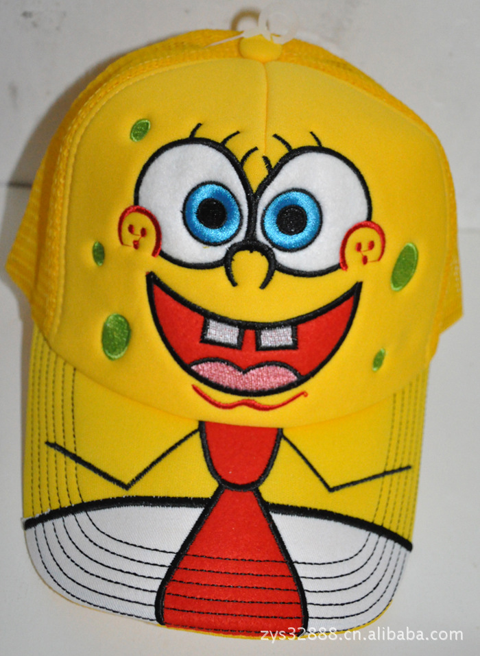 海绵宝宝网球帽 透气鸭舌帽 儿童卡通帽子 棒球帽批发