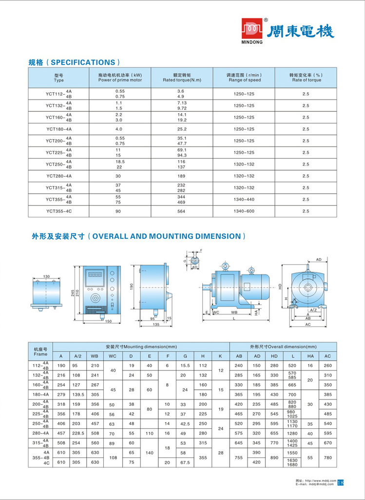 YCT调速电机型号大全图片