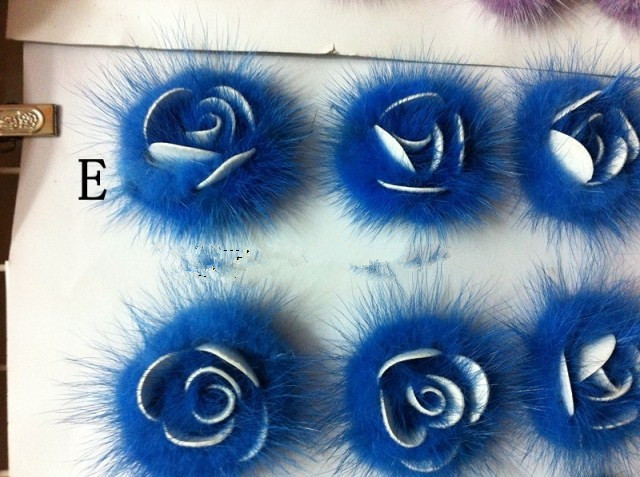 盘扣水貂花6cm手工水貂鞋花饰品貂皮花牡