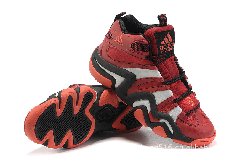 全新上市特惠 新款阿迪达斯crazy 8 科比天足复刻篮球鞋 红黑白