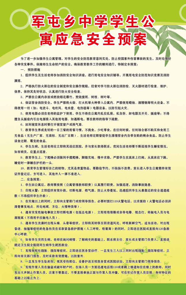 108平面图应急救护海报展板5中学生公寓应急安全预案展板