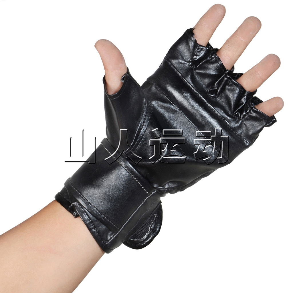 【山人运动】露指散打手套 运动拳套 拳击手套批发 厂价直销