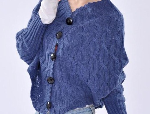 2012新款韩版秋款斜织麻花花型纯色蝙蝠开衫毛衣 女潮