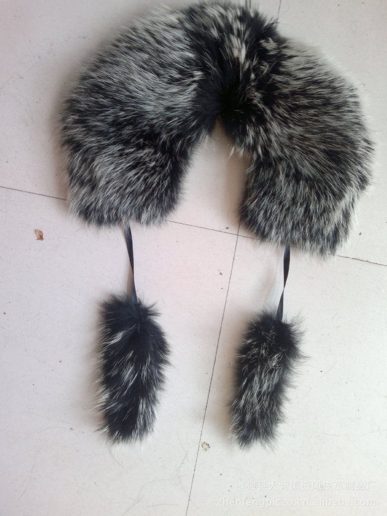 超级大毛领 白貉子毛染色 黑底白尖图片_2