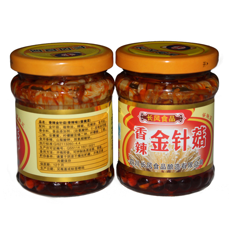 四川风味 长风170g即食红油金针菇 酱腌凉拌下饭菜 广东招商代理