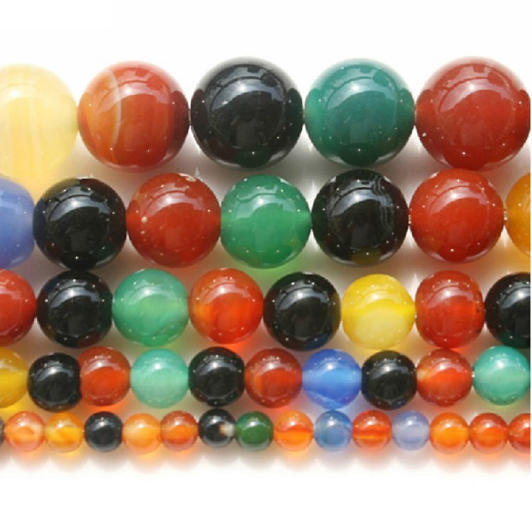 亮晶缘 diy饰品配件 天然彩色玛瑙半成品 手链项链串散珠子批发