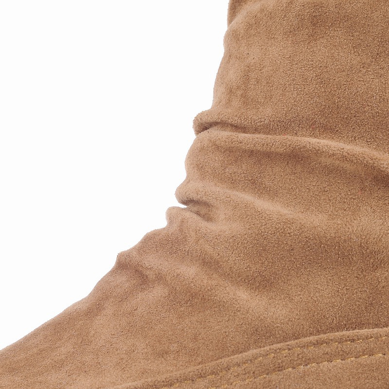 优质磨砂皮加里厚全长毛中筒靴