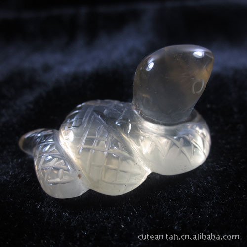 u雅 天然白水晶生肖蛇吊坠 属蛇 生肖吊坠