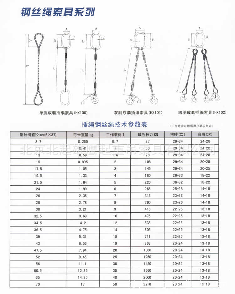 压制钢丝绳套,压制索具单肢,双肢,四肢索具