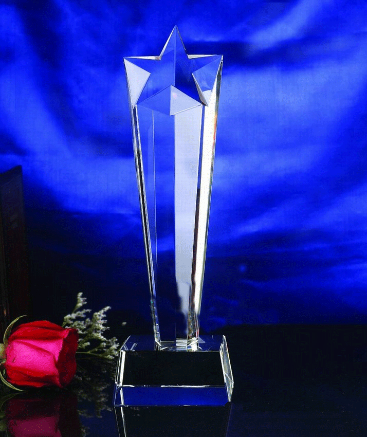 【厂家直销】水晶奖杯 透明钻石之星水晶奖杯
