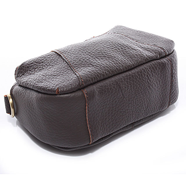 厂家直销 2013 韩版真皮小女生斜跨包咖啡色 加工定做