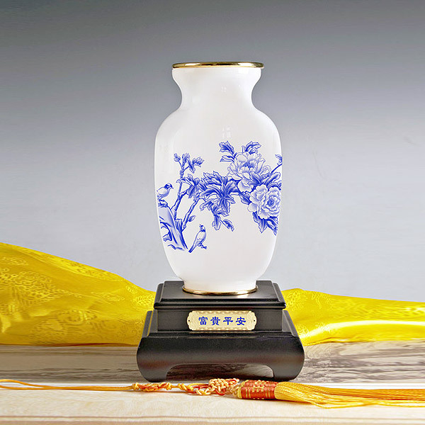 【琉璃玉工艺品批发】钰丰源dfy005-1富贵平安白玉礼品花瓶
