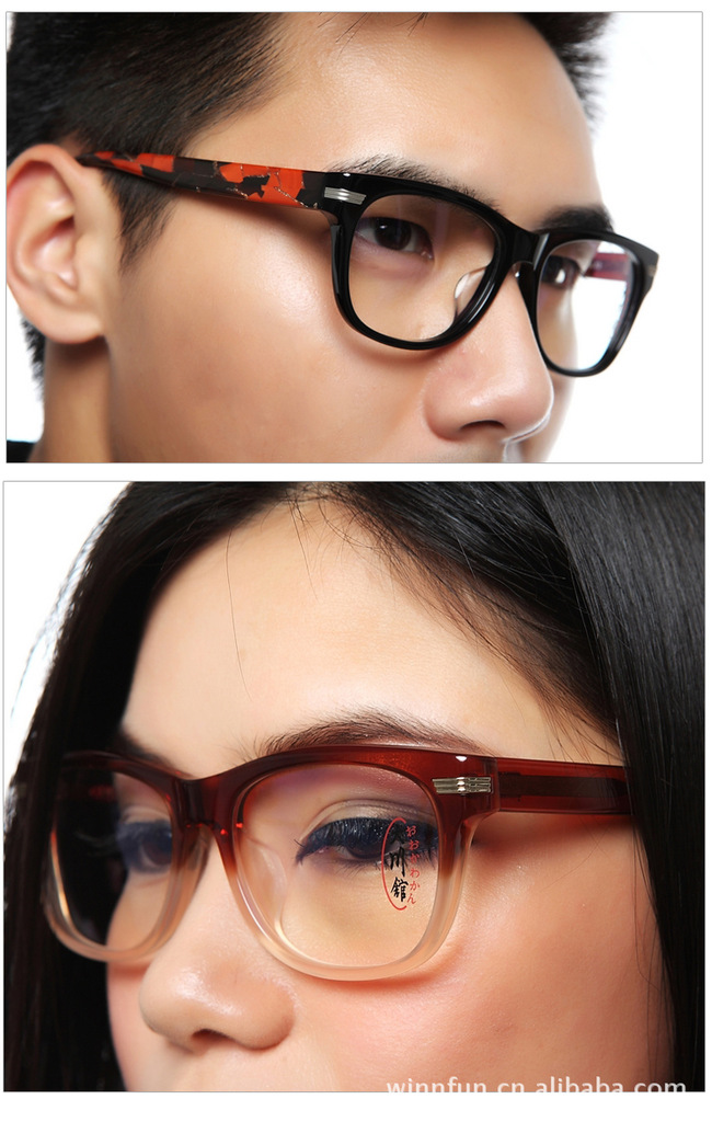 大川馆 品牌近视眼镜架 时尚渐变眼镜框柳丁全框板材镜架男女款图片_4