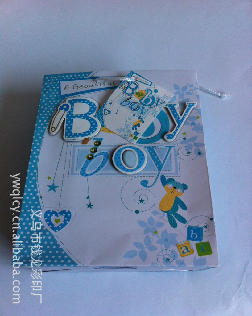 baby boy 蓝色手提袋 包装袋