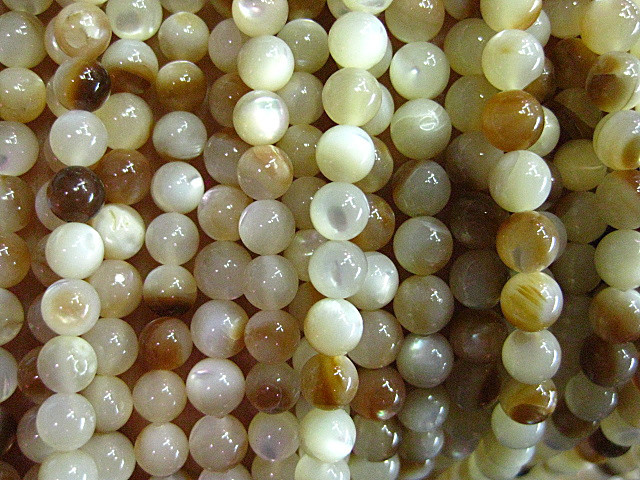 天然宝石散珠 天然企鹅贝圆珠 6毫米企鹅贝圆珠长链 贝壳珠