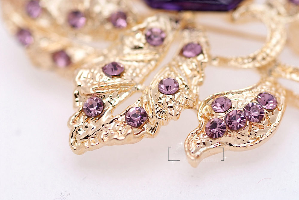 包物流 11.22卡洛尔品牌 金叶花藤紫水晶 胸针胸花图片_8