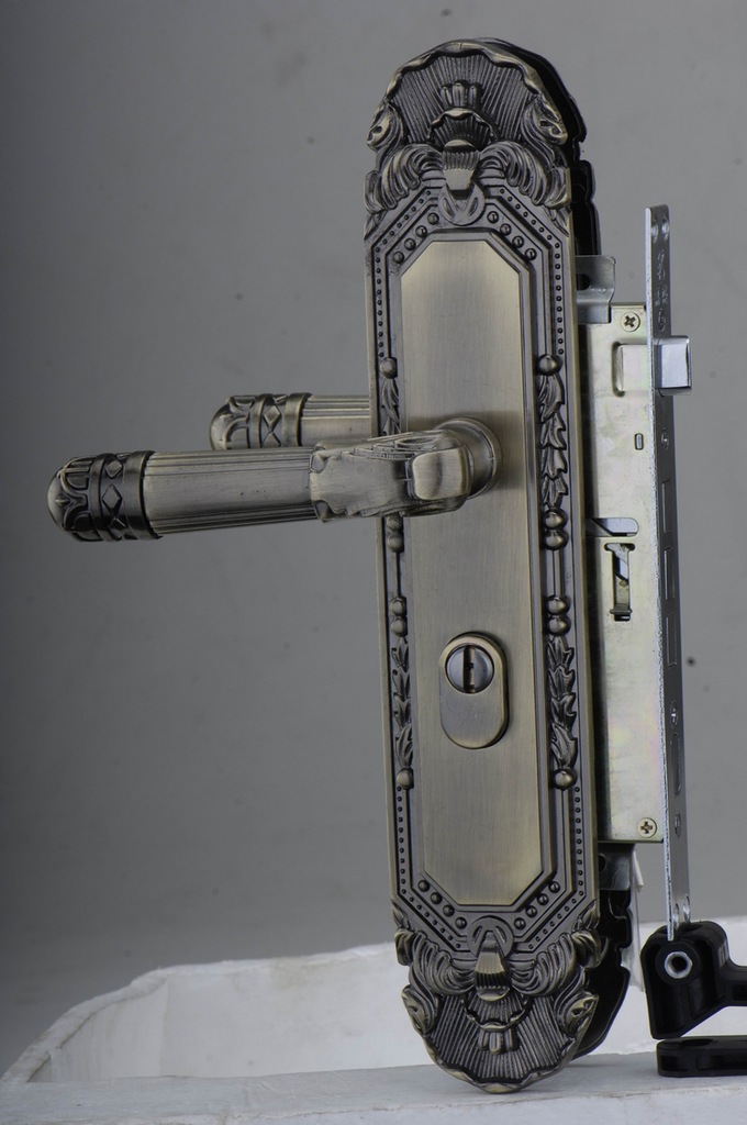 永康善居防盗门锁具 铝合金执手门锁 8041仿铜拉手面板 厂家批发