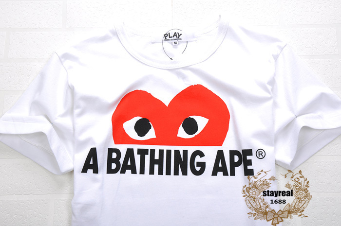 潮牌cdg 川久保玲 play 字母半心 纯棉短袖情侣装款t恤 55.00,50.