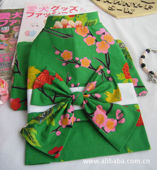 宠物衣服 宠物服装 宠物服饰 宠物礼服 toffee 宠物和服(绿色)