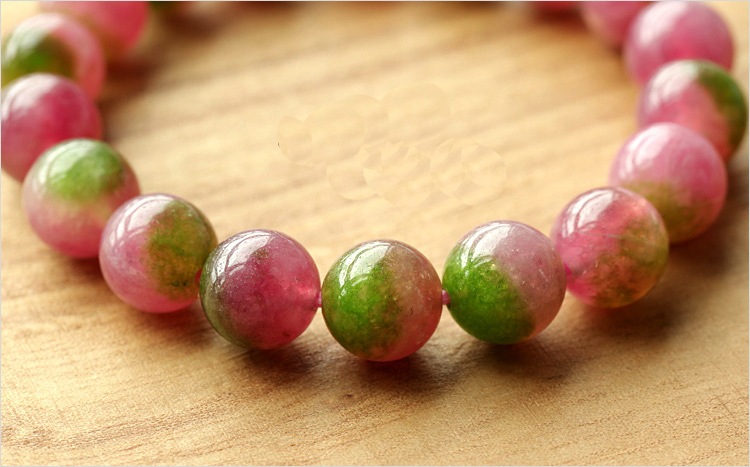 热卖 西瓜碧玺 天然水晶 冰种 西瓜玉髓 手链 天然玉髓石图片_6