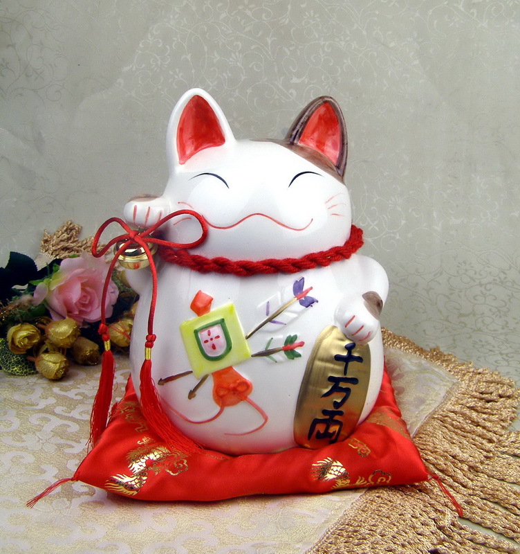 陶瓷千万两招财猫储蓄罐,开业礼品,家居摆件