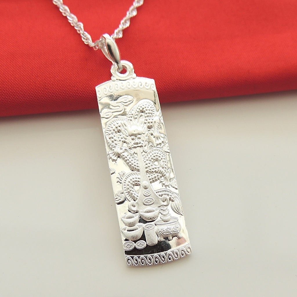 纯银s990吊牌吊坠 纯银男士吊坠 纯银龙牌吊坠 招财进宝吊坠 7克