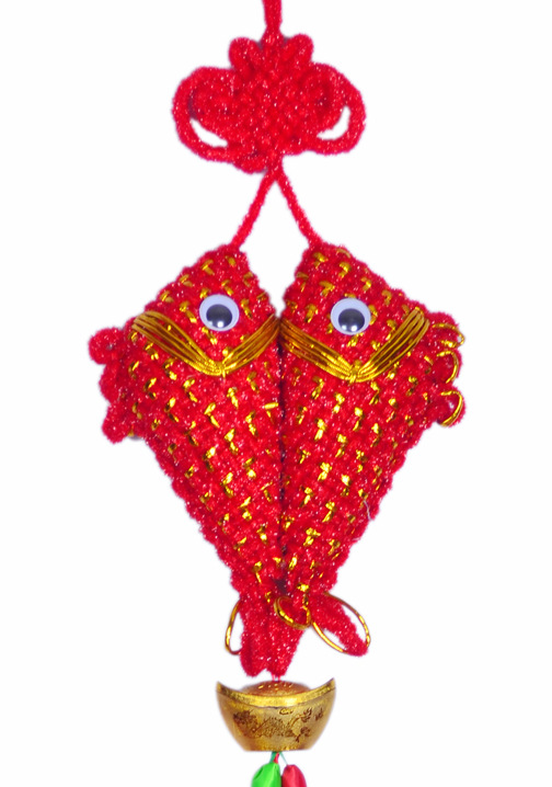 家居饰品 喜庆中国结 绒线鲤鱼挂件 华夫鱼壁挂