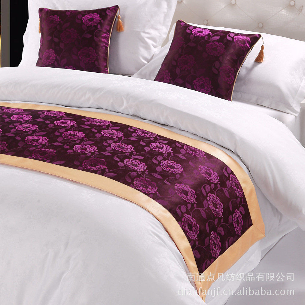 酒店宾馆纺织品床上用品单品 床尾巾批发 缎面装饰布床尾巾 特价