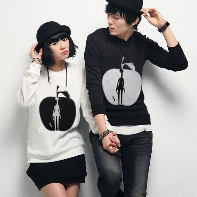 2012新款春装时尚长袖黑白情侣装 ylx1507