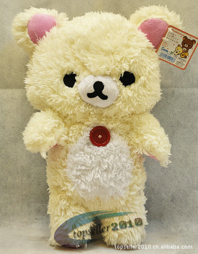 日單san-x輕鬆熊 懶懶熊 rilakkuma 38cm長毛卷捲毛絨公仔淺棕色 35.